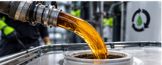 Used cooking oil being transferred from a Grease Cycle collection hose